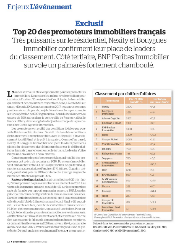 Prelem Groupe et le Top 20 des promoteurs immobiliers français.