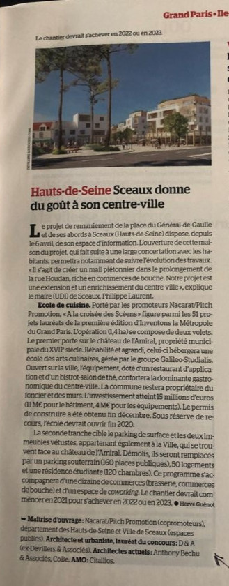 Sceaux donne du goût à son centre ville (extrait du Moniteur du 12 Avril 2019)